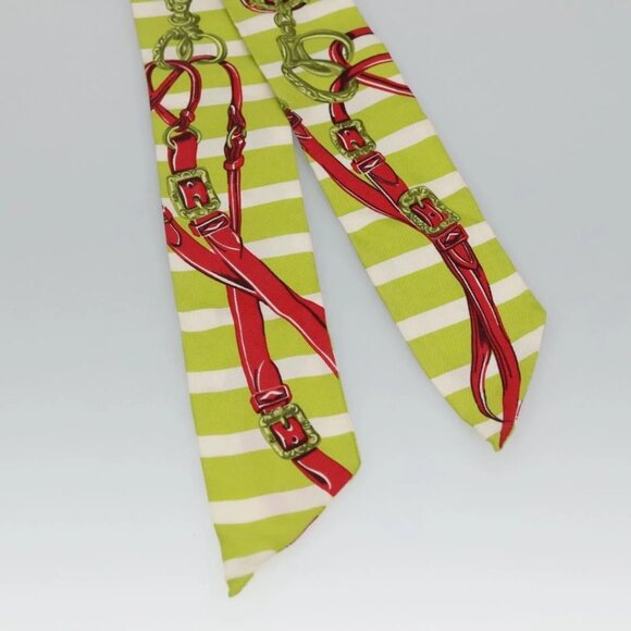 HERMES Twilly Scarf ""BRIDES de GALA"" Silk Green Auth - Picture 5 of 16